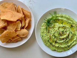 Green Goddess Chickpea Dip & zwinthinz. pita chips