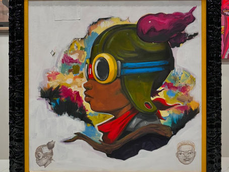 Hebru Brantley's Family Argument, gold liner inside ornate black