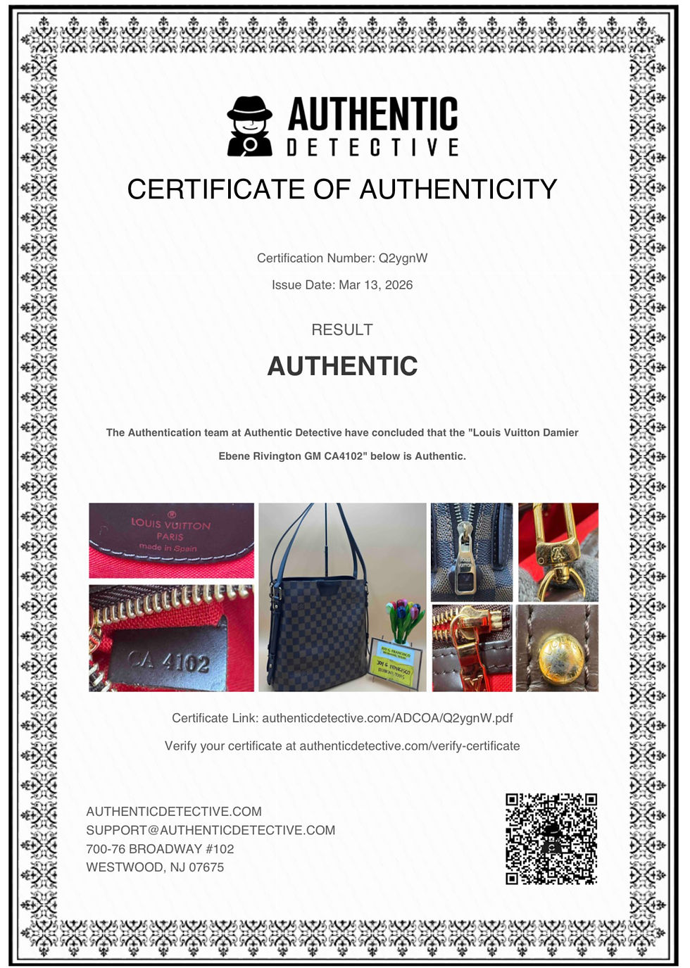 Thumbnail: LV Damier Ebene Rivington GM