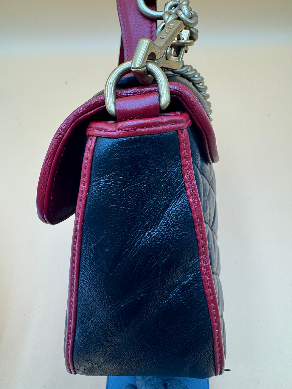 Thumbnail: Gucci Marmont Torchon Black/Red Top Handle Bag