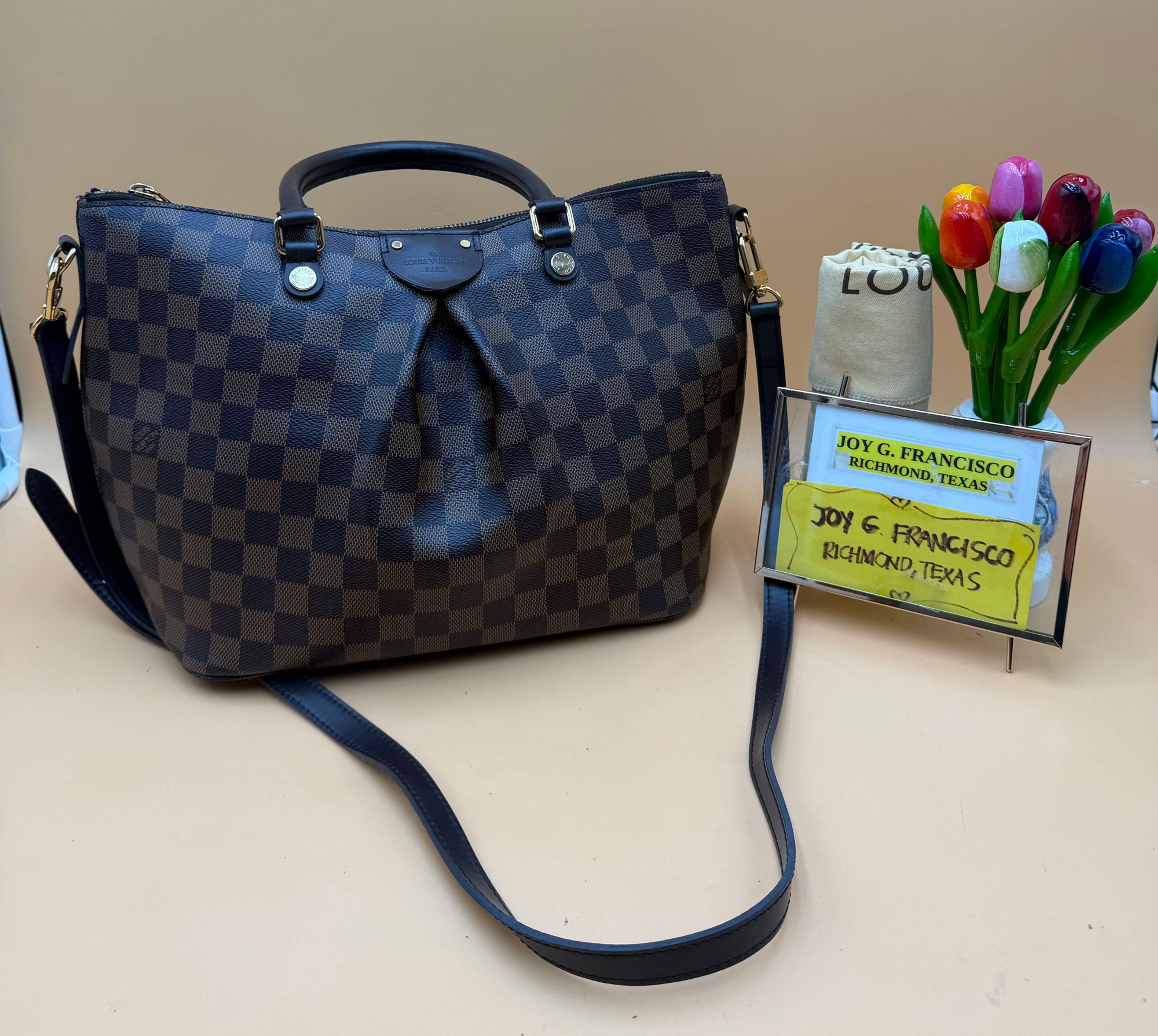 LV Damier Ebene Sienna PM
