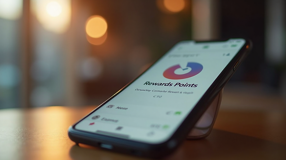 Close-up view of a smartphone displaying a loyalty app with rewards points