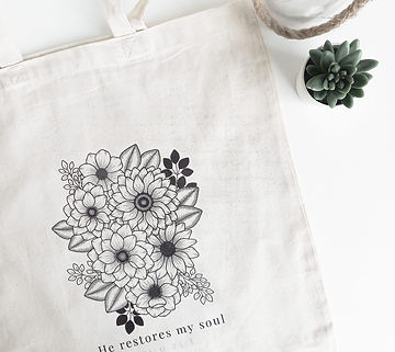 Worthy & Beloved tote bag He restores my soul.jpeg