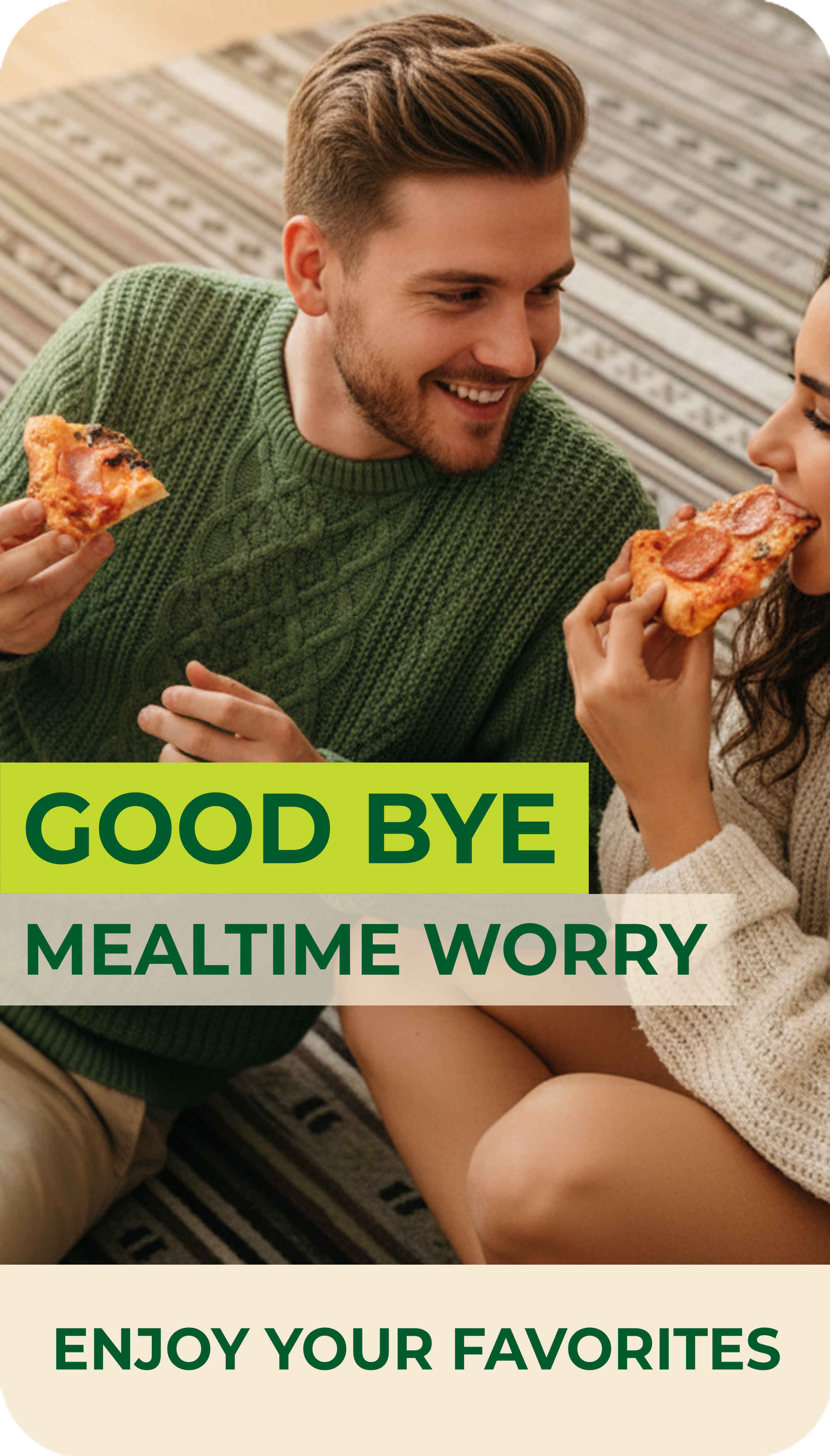 Lifestyle image enjoying pizza and wine with DAO enzyme support for food tolerance, digestive relief, and gut health