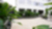 Close view of commercial building front garden