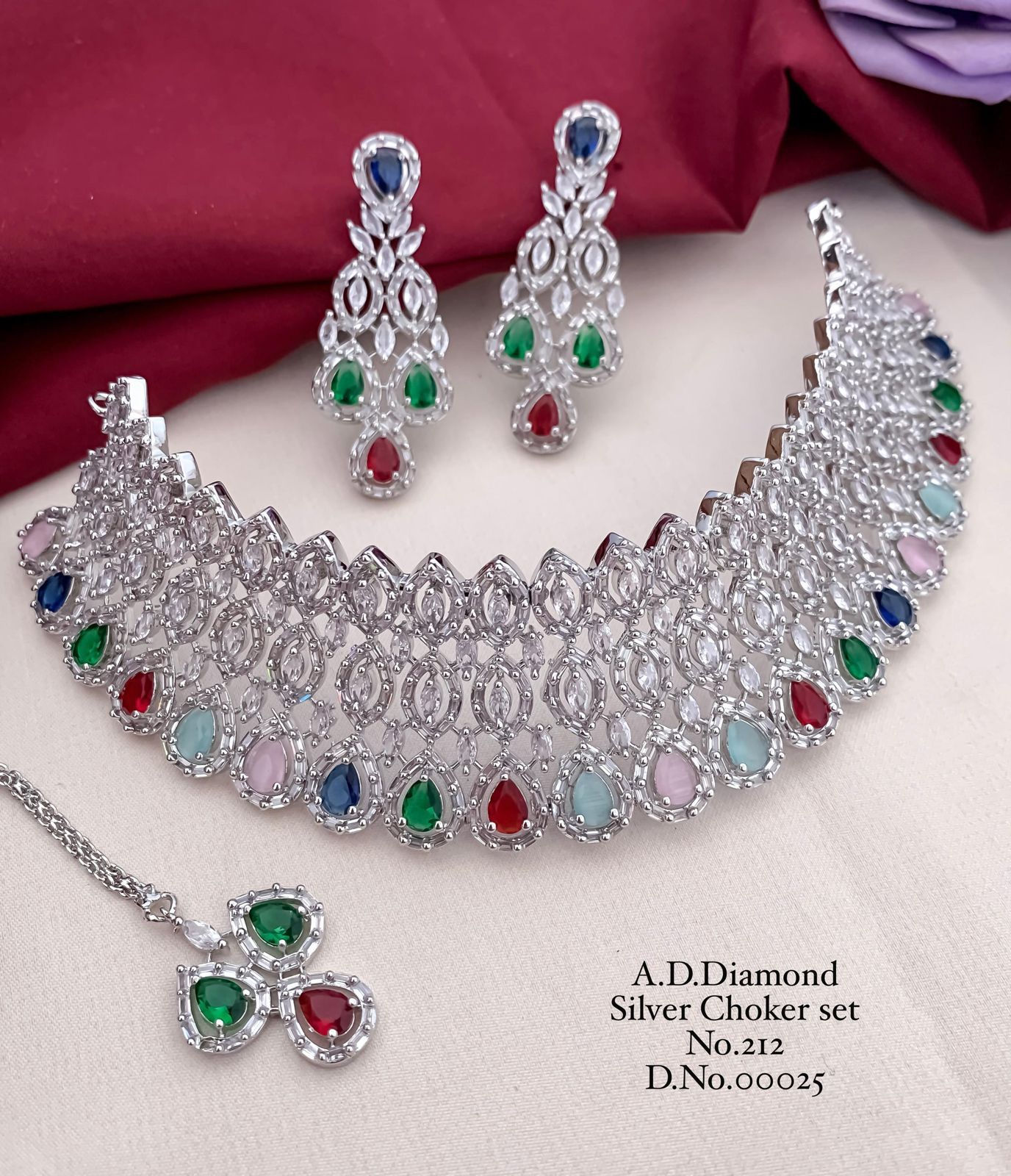 A.D Diamond Choker Set  Jewellery – Designer Piece