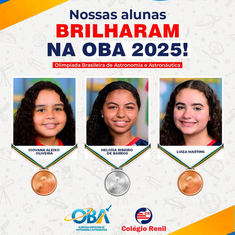 Alunas do Colégio Renil conquistam medalhas na Olimpíada Brasileira de Astronomia e Astronáutica 2025