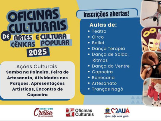 Estão abertas as inscrições para as oficinas culturais de artes cênicas e cultura popular 