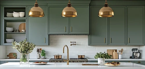 Olive Green Door Sample of Cabinet | Licari Tile & Home