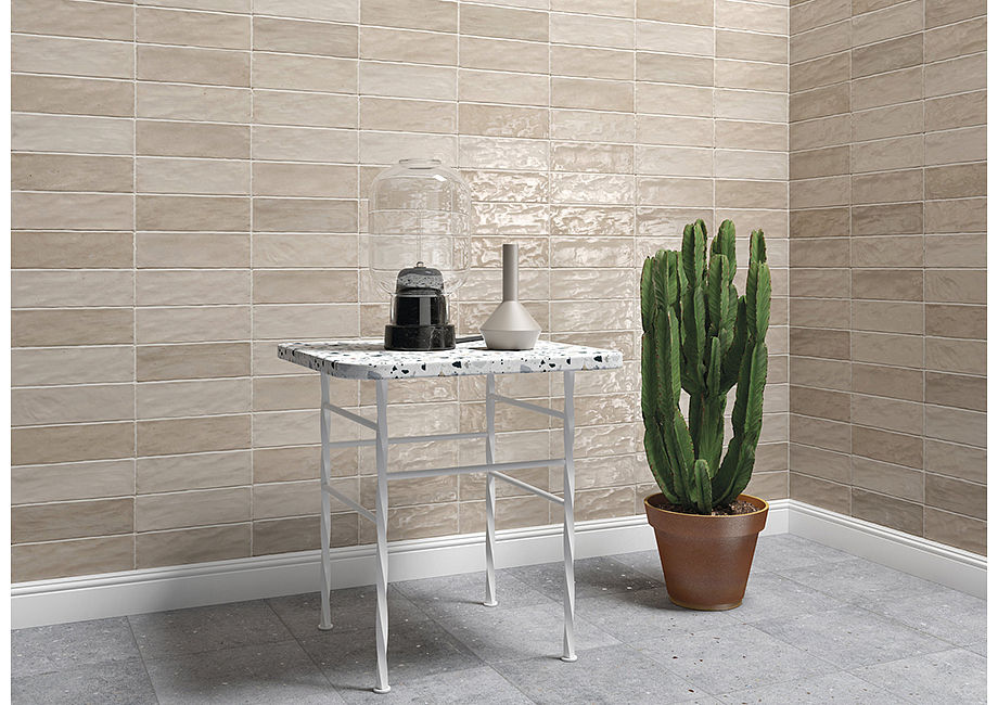 Thumbnail: Zellige Ceramic 4 x 4 Tiles - Color Sand Glossy