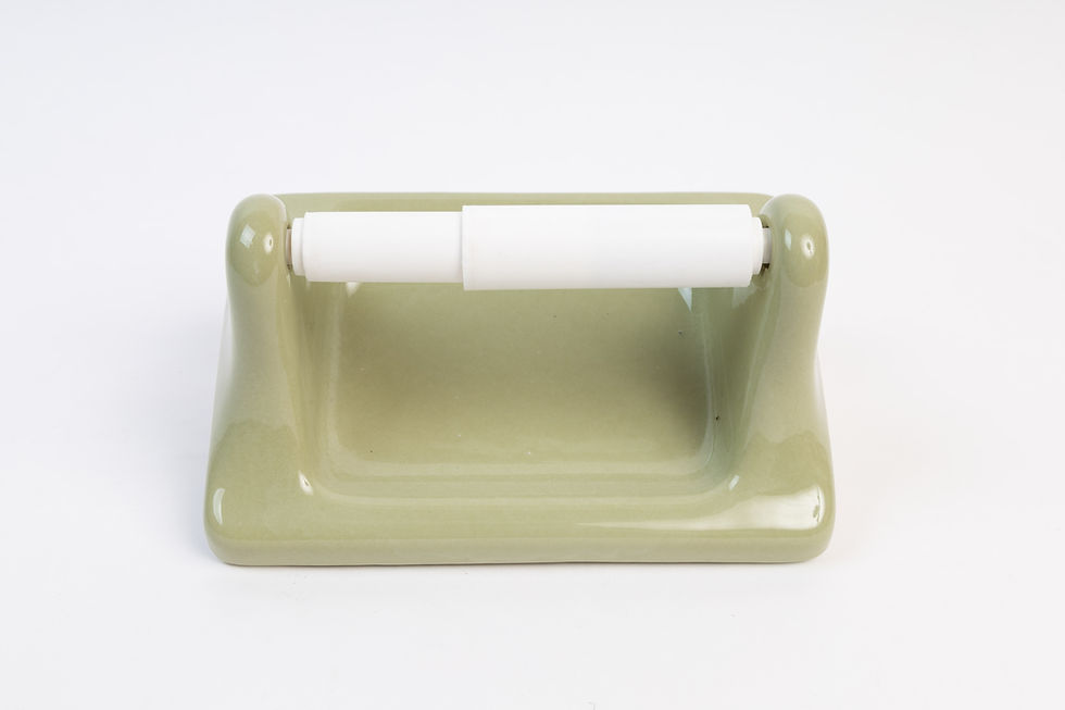Thumbnail: Vintage Olive Green Ceramic Toilet Paper Holder