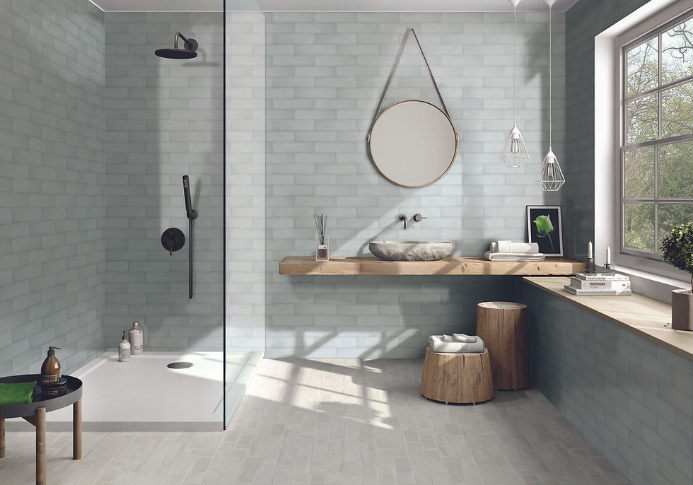 bathroom with wall tile, floor tile and countertop