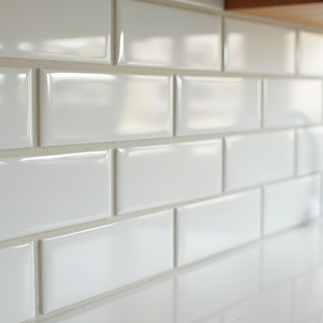 White subway backsplash tiles