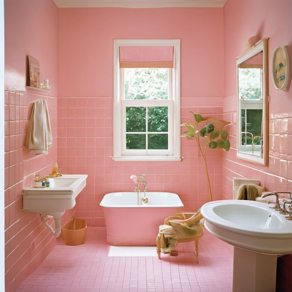 Pink vintage bathroom