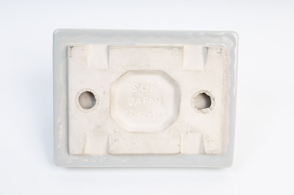 back of Vintage Olive Green Ceramic Toilet Paper Holder