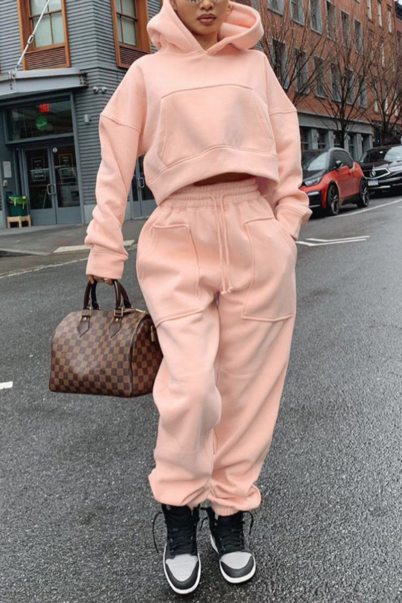 Thumbnail: Keep it cute two piece  solid jogger set 