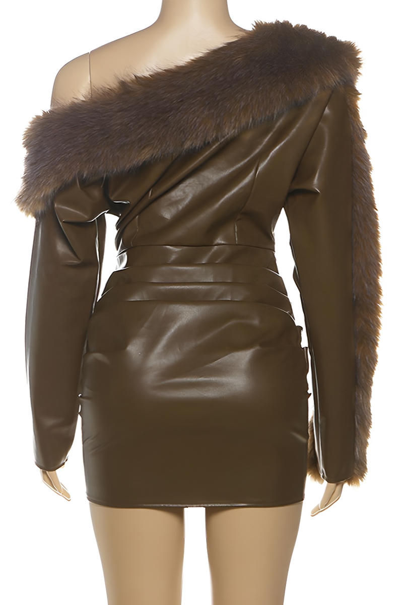 Thumbnail: Talk to me nice oblique shoulder mini dress 