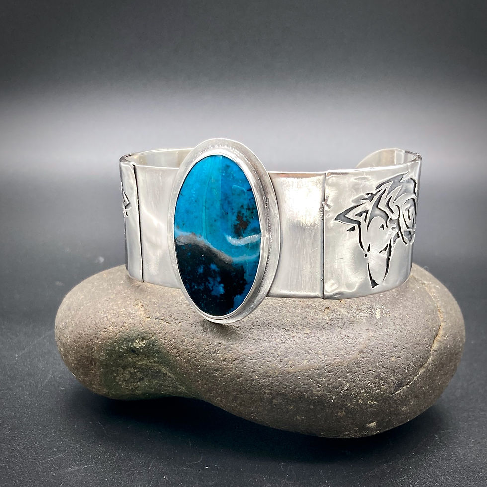 Thumbnail: The Wolf, Morenci ArizonaTurquoise, Sterling Silver
