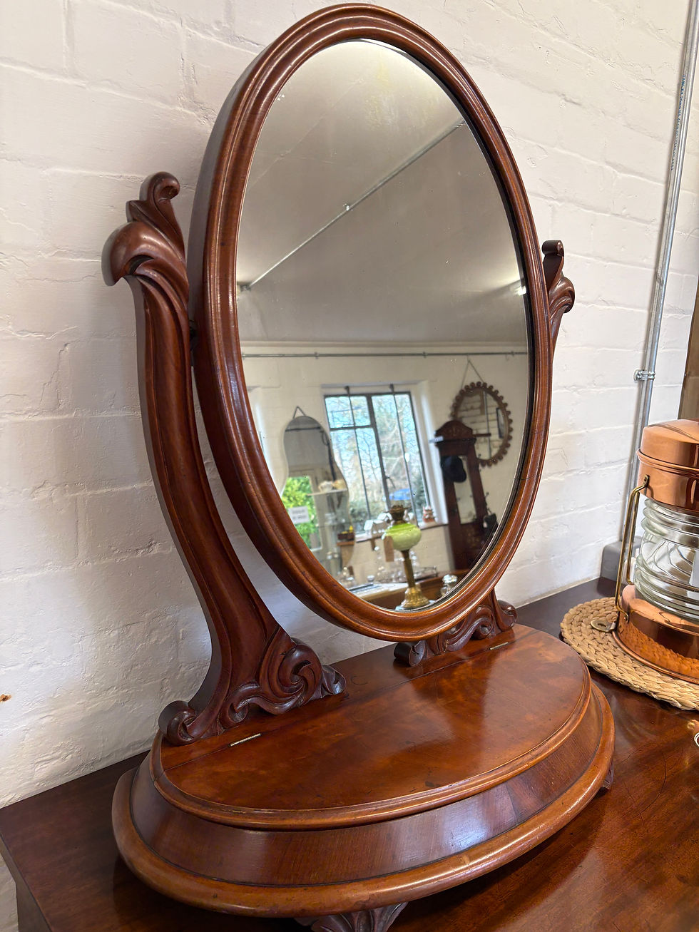 Thumbnail: Victorian shaped swing vanity mirror 