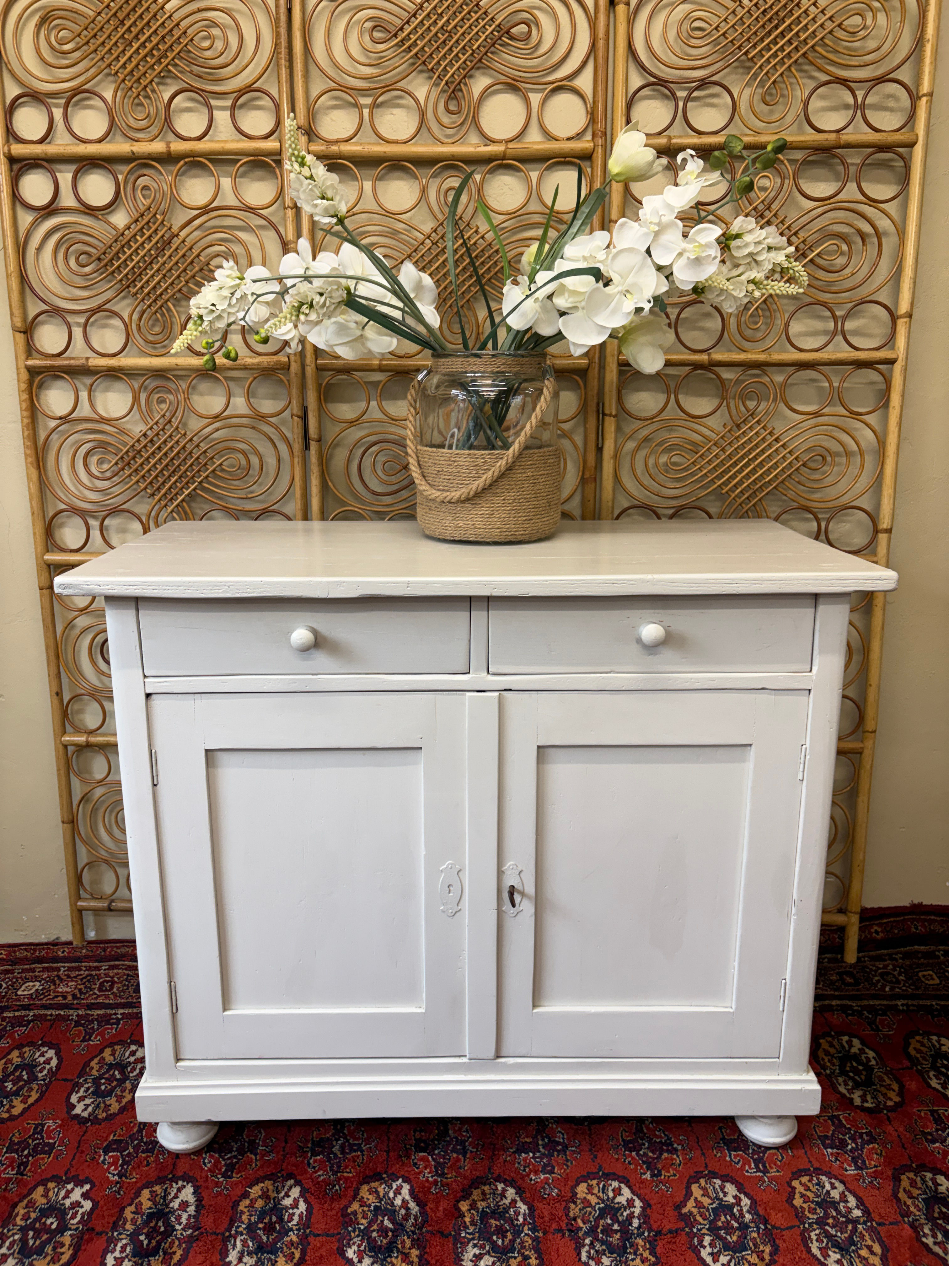Antique continental painted pine sideboard - dresser White