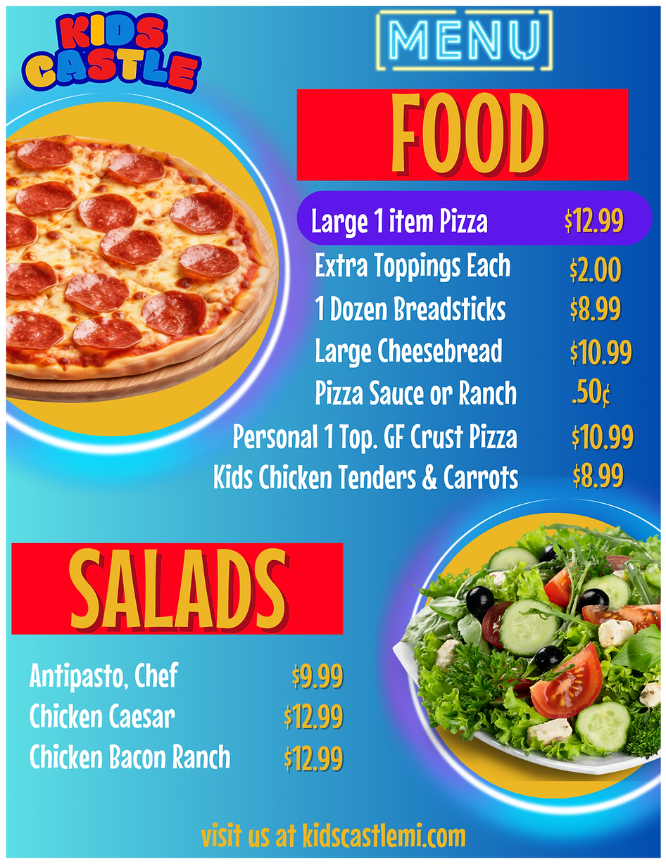 Kids Castle Menu