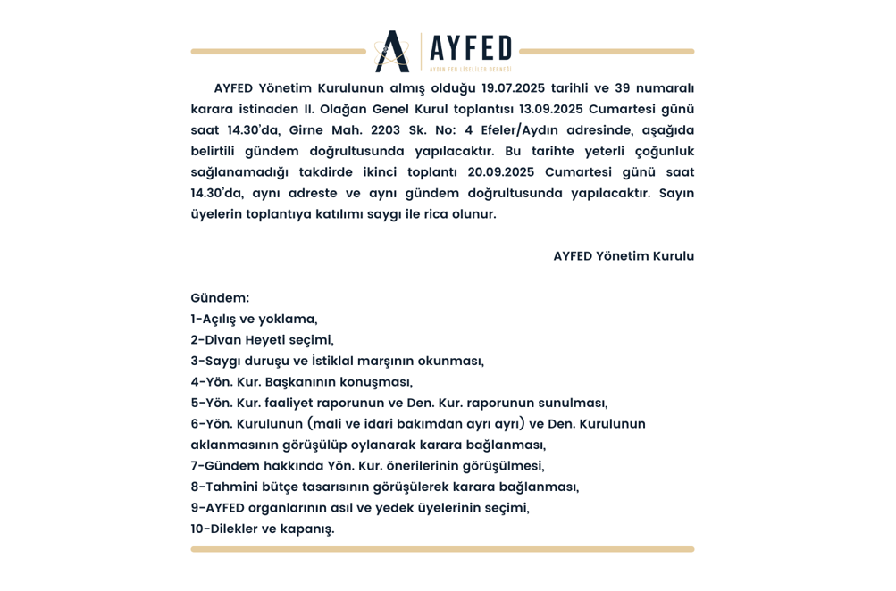 II: Olağan Genel Kurul