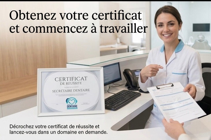 Certificat du programme de secrétariat dentaire et diplômée