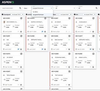 Screenshot of Service Queue Main Screen