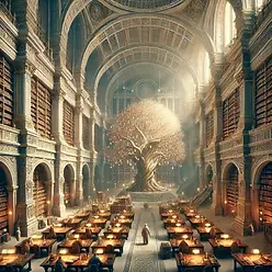 DALL·E 2024-10-17 13.29.41 - A detailed, majestic library, the oldest in the world, servin