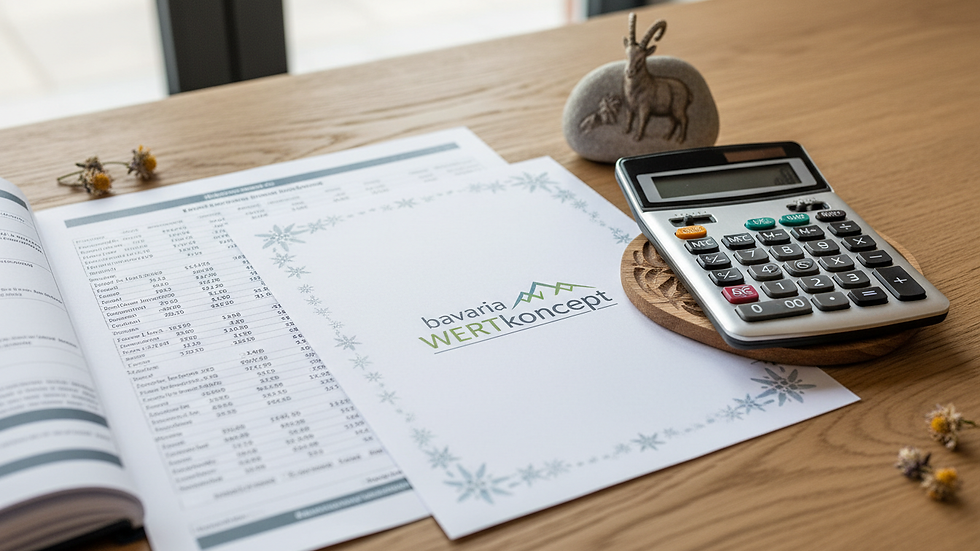 Close-up view of financial documents and calculator on a desk