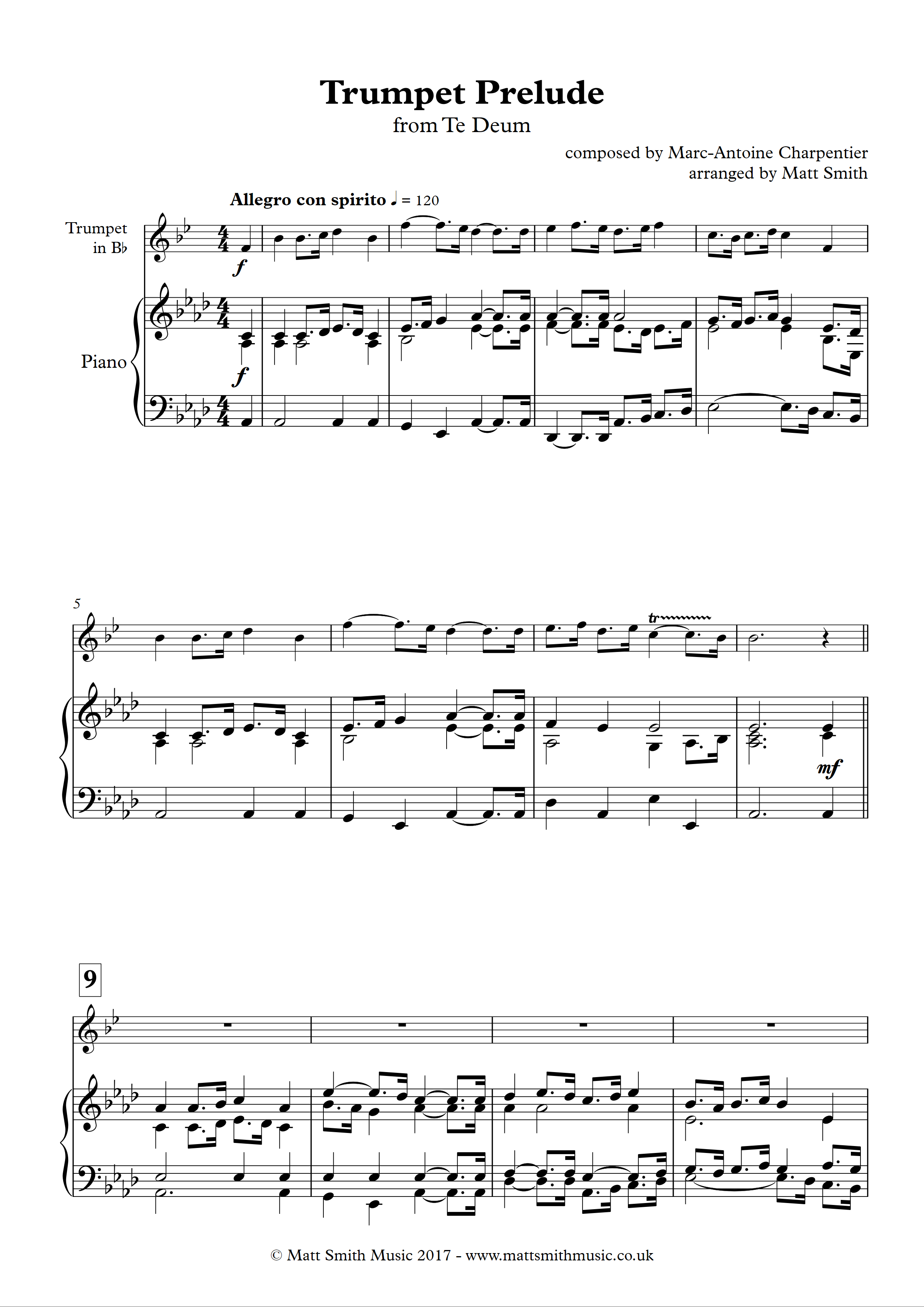 Trumpet Prelude from Te Deum (high) - Trumpet with Piano Accompaniment