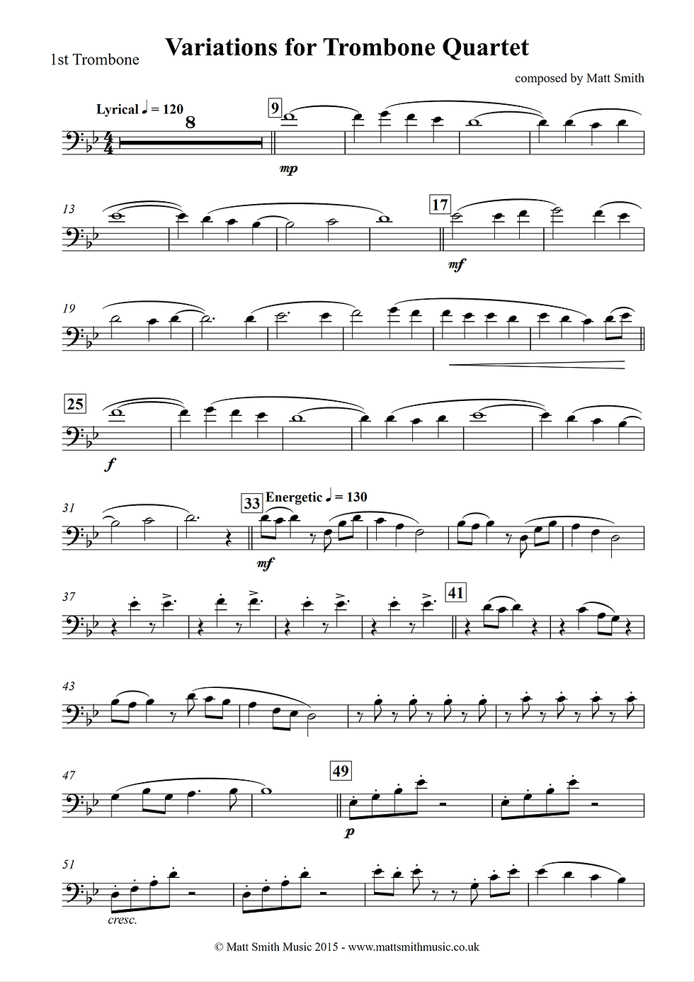 Thumbnail: Variations for Trombone Quartet by Matt Smith