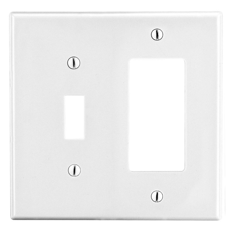 Wallplate, 2-Gang, Toggle/Receptacle, White, Hubbell/Bryant - P126W