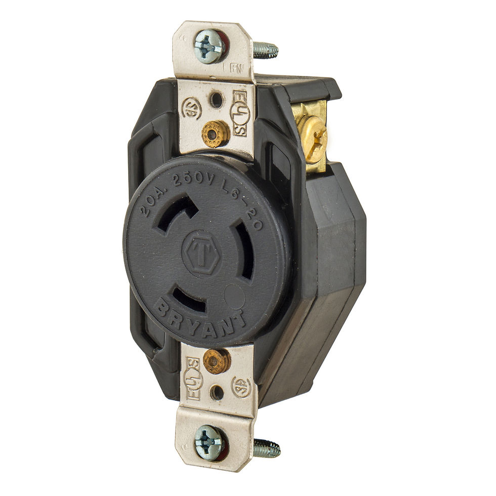 Locking Flanged Inlet, 20A 250V, 2-Pole 3-Wire Grounding, L6-20P, White