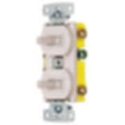 Toggle/Toggle Combo, 2) Three-Way Toggle, 15A 120V AC, Light Almond