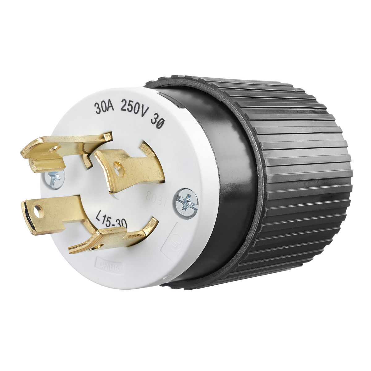Locking Male Plug, 30A 3-Phase Delta 250V AC, 3-Pole 4-Wire Grounding, L15-30P