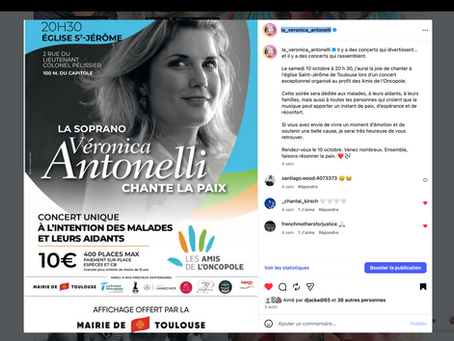Concert caritatif à Toulouse : Veronica Antonelli chante pour les Amis de l’Oncopole