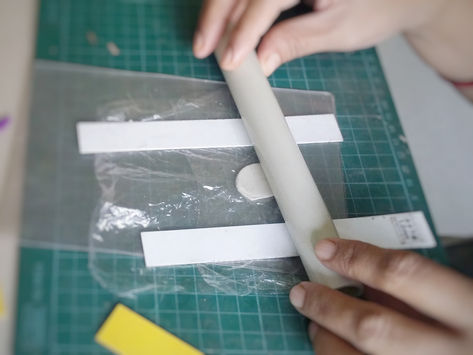 Rolling your wet metal clay for best results after firing