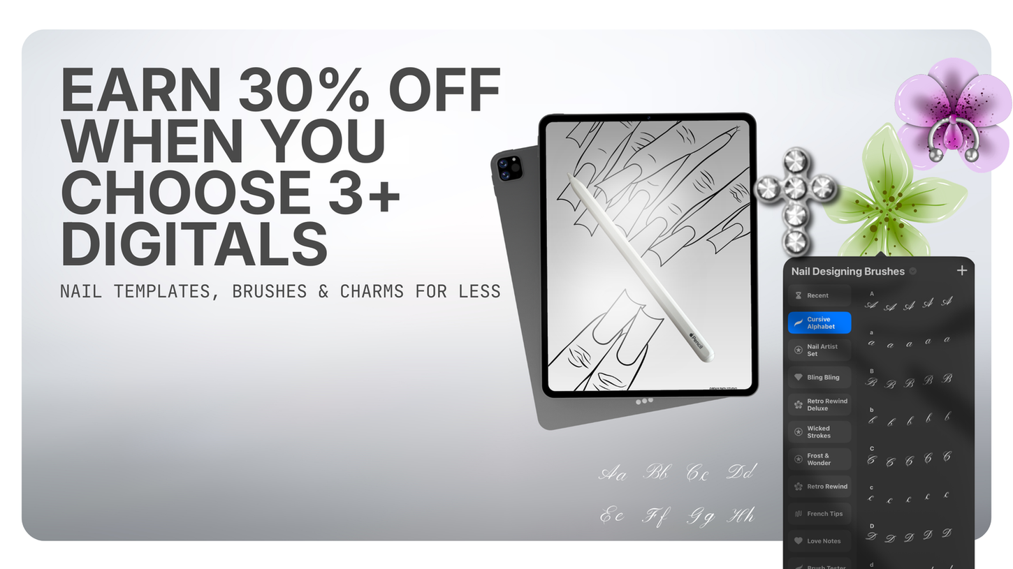 earn 30% OFF WHEN YOU CHOOSE 3+ DIGITALS. TEMPLATES, brushes and charms for less