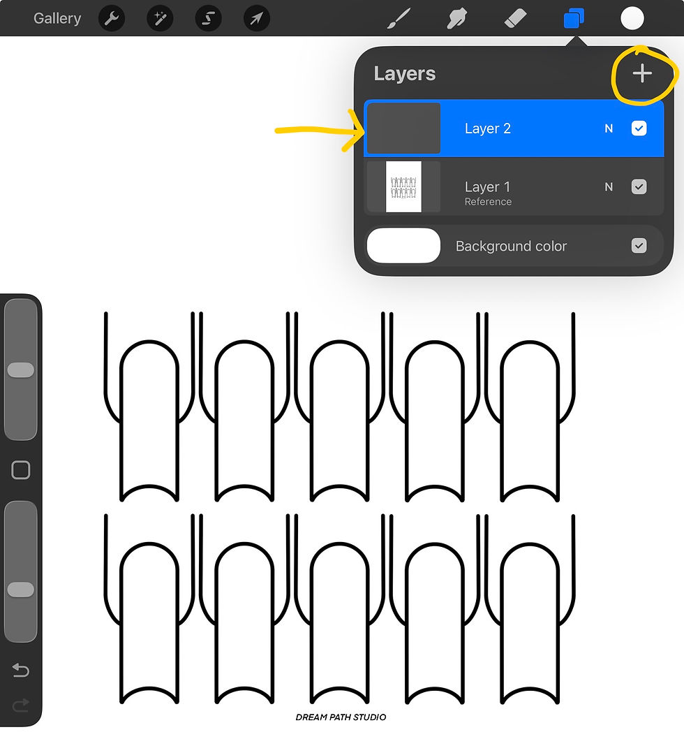 In the layers panel add a new layer by clicking the + button. 