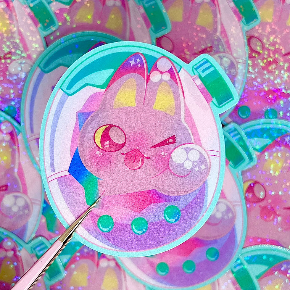 Thumbnail: Meowtchi Paradise Tamagotchi Fanart Stickers (2-3/4 inch/70 mm)