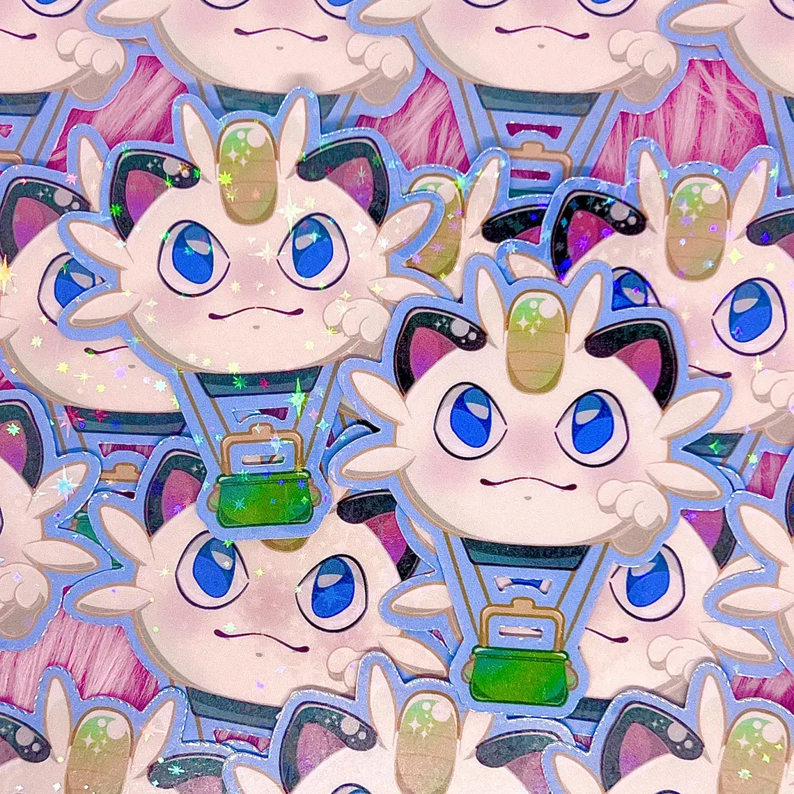 Meowth Hot Air Balloon Pokémon Fanart Sticker (2-3/4 inch/70 mm)