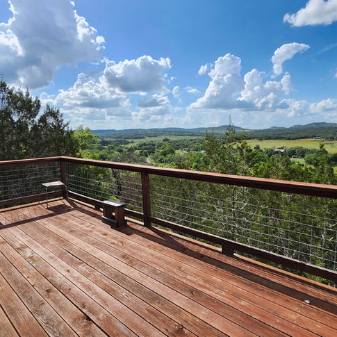 Wide view from the Soul Smile Yoga Dome deck overlooking the Texas Hill Country