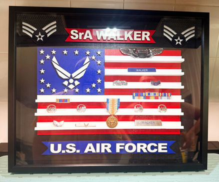 Custom Air Force Medal and Patch Shadow Box with Shelves 