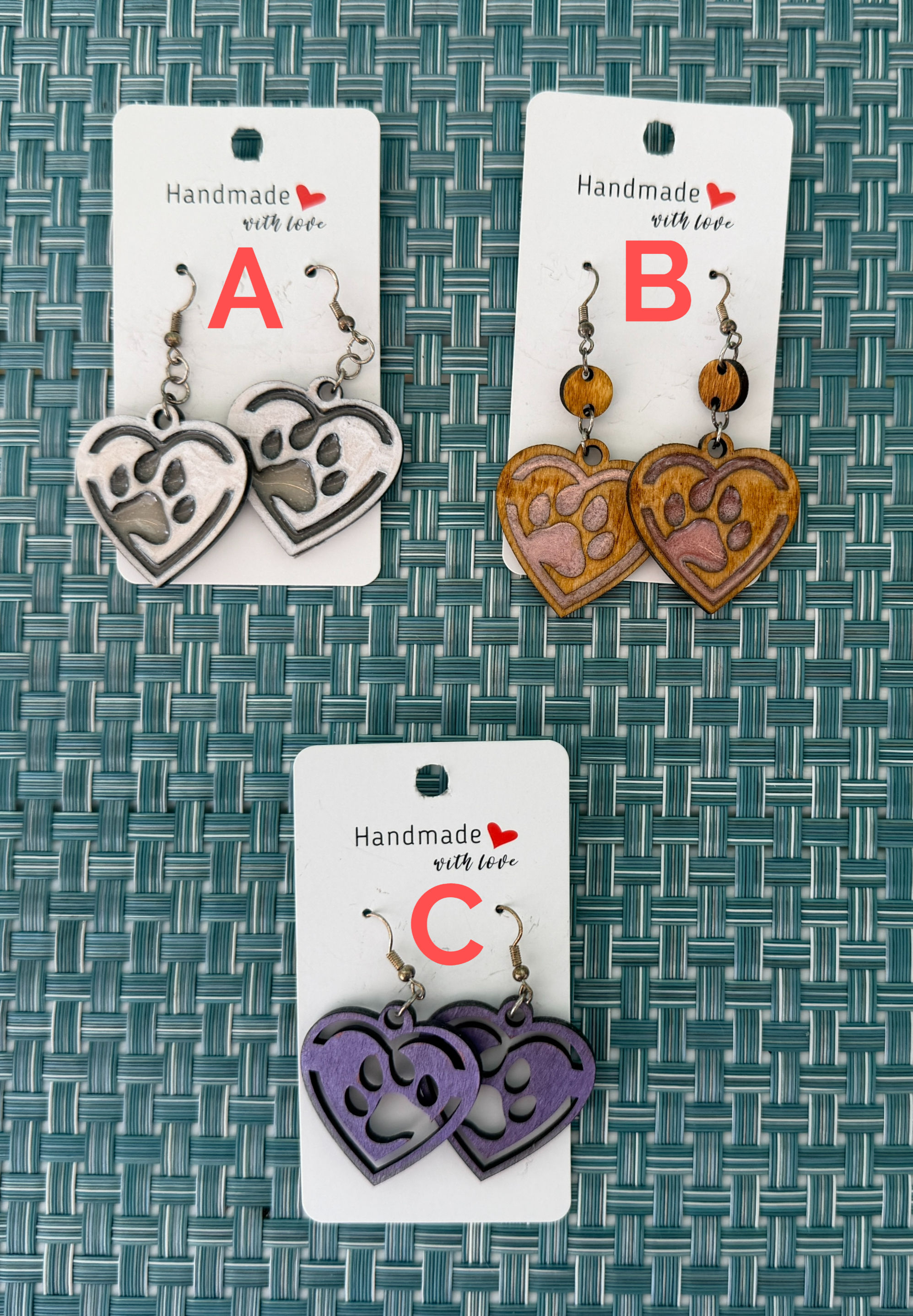 Pet Paw Heart Earrings