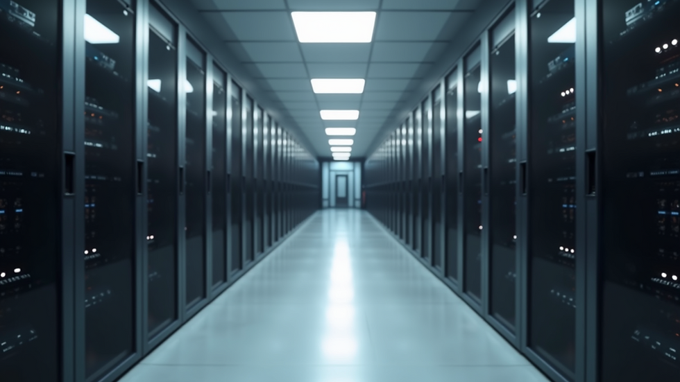 Eye-level view of a modern office server room with organized racks