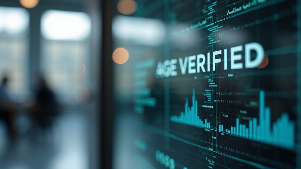 Close-up view of a digital age verification sign