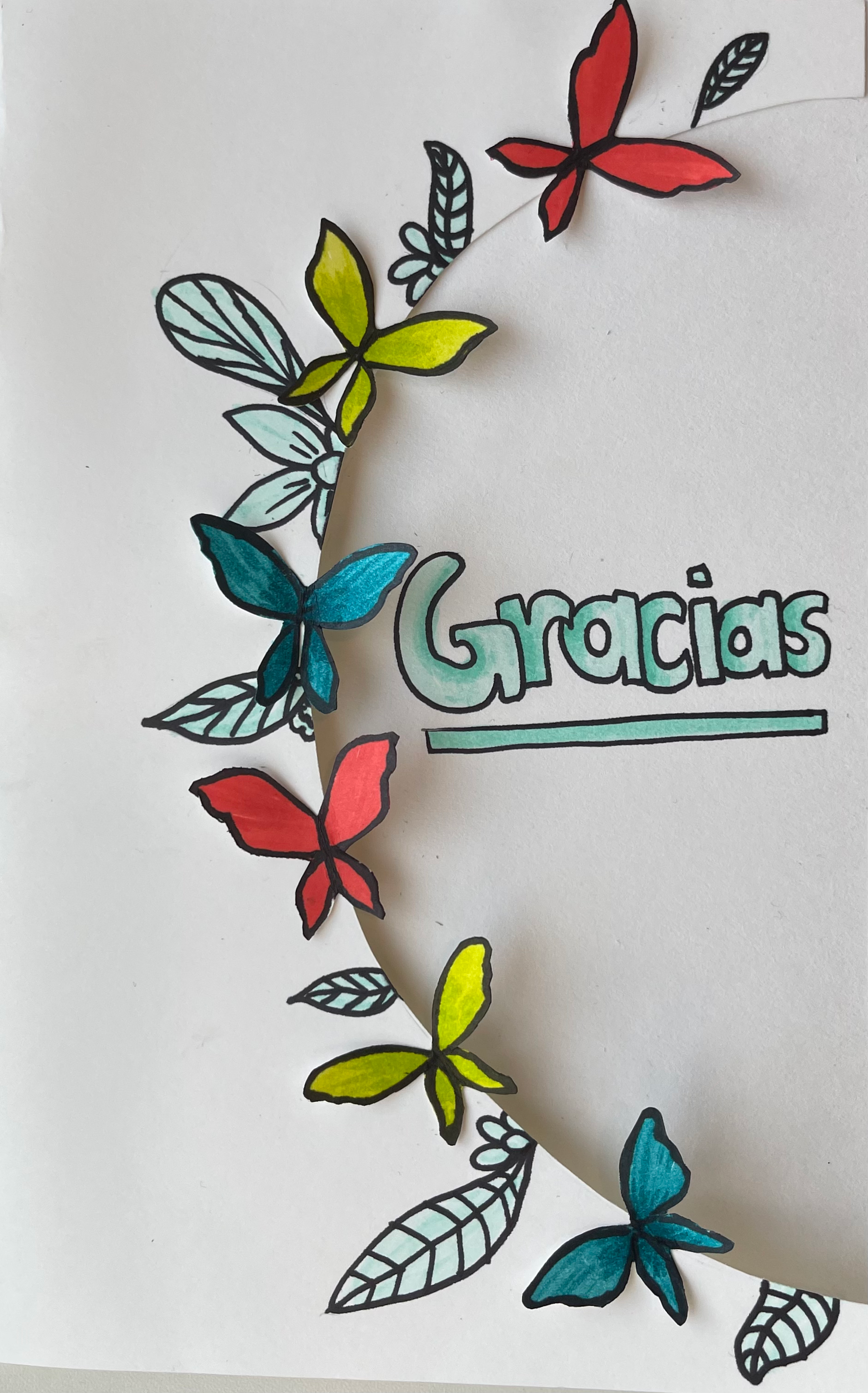 3-D Butterfly Semicircle Cut (1) - Thank You Card