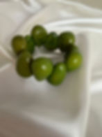 Green stretch tagua bracelet, handmade Ecuador, sustainable jewelry, eco-friendly, vegetable ivory, women's bracelet