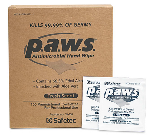 Safetec P.A.W.S Hand Sanitizer Wipes